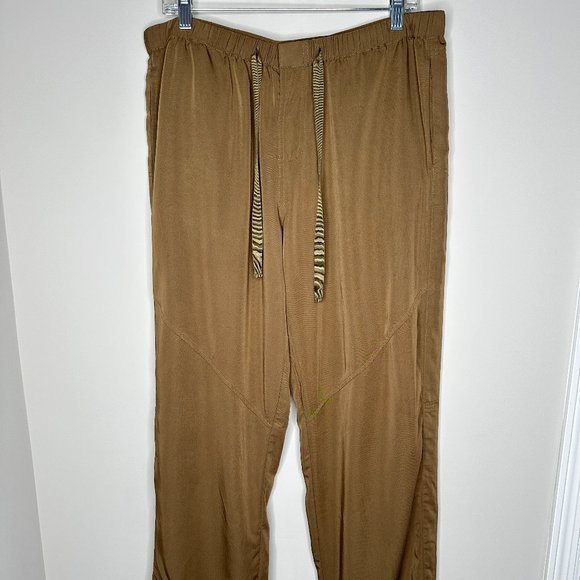 Belle Gray by Lisa Rinna Size L Taupe Light Brown Elastic Waist Pants - Picture 1 of 7